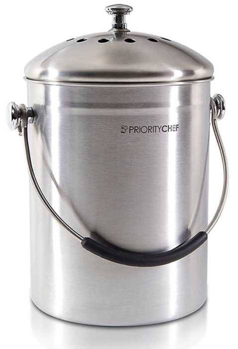 priority chef compost bin stainless steel counter top bin