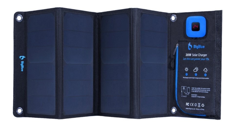 bigblue portable solar charger with dual usb ports