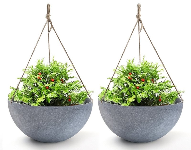 Large Hanging Planters in Resin Flower Pots