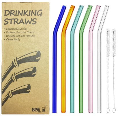 Reusable Bent Glass Straws